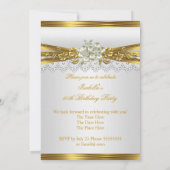 White Pearl Gold Lace Floral 60e verjaardag Kaart (Achterkant)