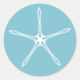 White Pearl Starfish Wedding Vrijgezellenfeest Par Ronde Sticker