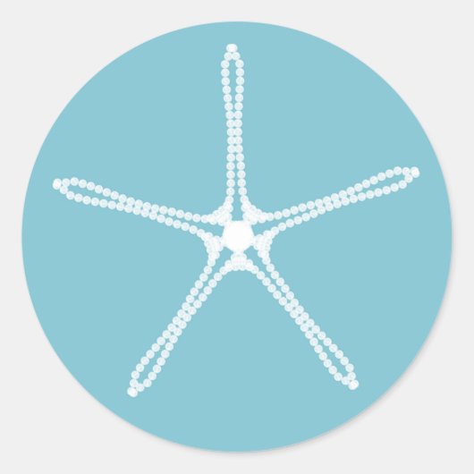White Pearl Starfish Wedding Vrijgezellenfeest Par Ronde Sticker (Voorkant)