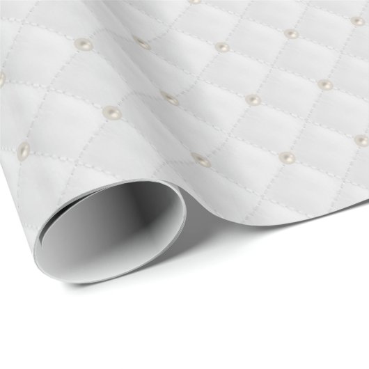 White Pearl Stud Quilted Cadeaupapier (Rol Hoek)
