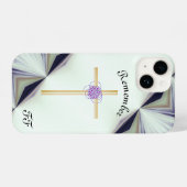 White Pearlescent Herinner Cross & Samsung iPhone Hoesje (Achterkant horizontaal)