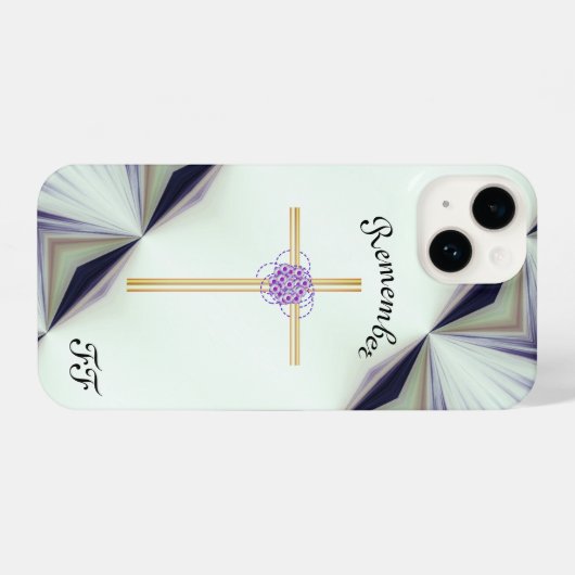 White Pearlescent Herinner Cross & Samsung iPhone Hoesje (Achterkant horizontaal)