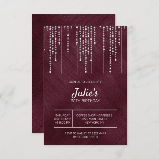 White Pearls 30th Birthday Kaart (Voorkant / Achterkant)