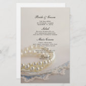 White Pearls and Blue Lace Wedding Menu (Voorkant / Achterkant)