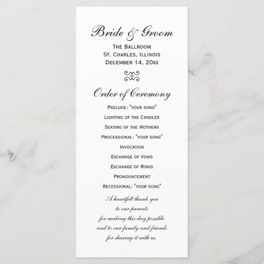 White Pearls and Blue Lace Wedding Program Programmakaart (Achterkant)