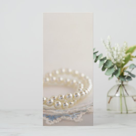 White Pearls and Blue Lace Wedding Program Programmakaart (Staand voorkant)