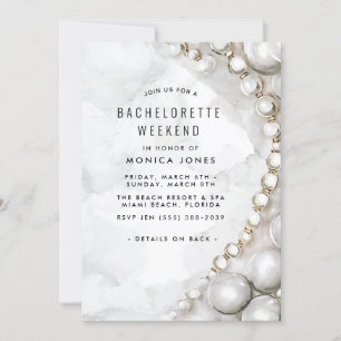 White Pearls Bachelorette Weekend-feestuitnodiging Kaart