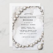 White Pearls Bachelorette Weekend-feestuitnodiging Kaart (Voorkant / Achterkant)