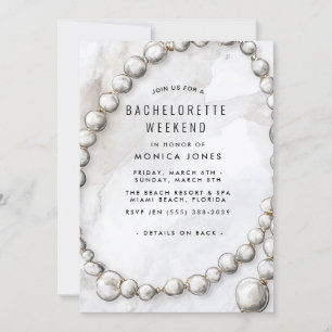 White Pearls Bachelorette Weekend-feestuitnodiging Kaart