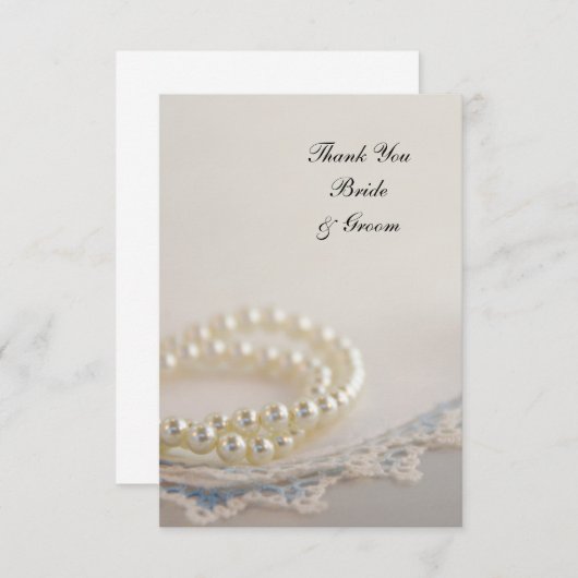 White Pearls  Blue Lace Weddenschap Bedankt (Voorkant / Achterkant)