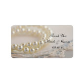 White Pearls Blue Lace Weddenschap Bedankt voor je Etiket (Voorkant)