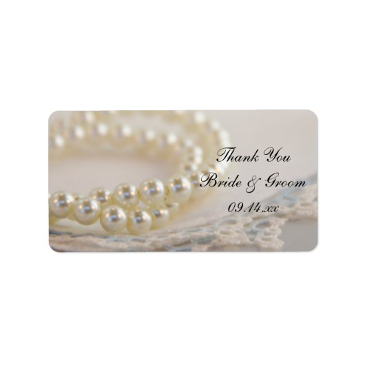 White Pearls Blue Lace Weddenschap Bedankt voor je Etiket (Voorkant)