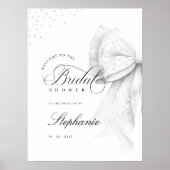 White Pearls Bow Vrijgezellenfeest Poster (Voorkant)