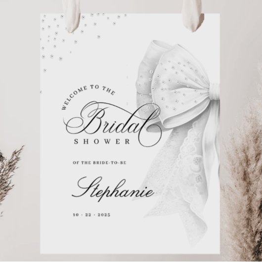 White Pearls Bow Vrijgezellenfeest Poster