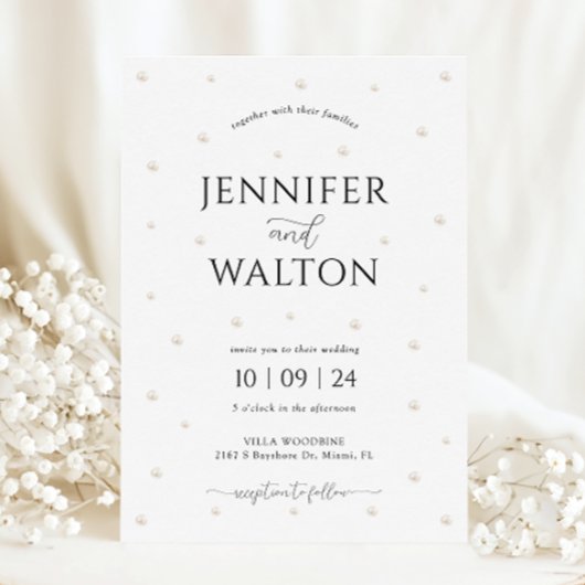 White Pearls bruiloft uitnodiging