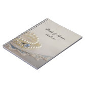 White Pearls, Diamond Ring and Blue Lace Wedding Notitieboek (Linkerzijde)