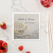 White Pearls, Diamond Ring and Blue Lace Wedding Servet (Insitu)