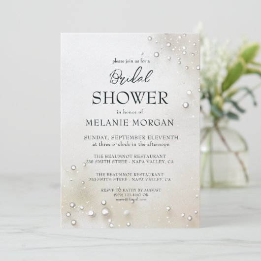 White Pearls minimalistisch Vrijgezellenfeest Kaart (Staand voorkant)