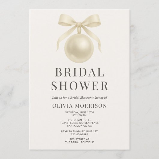 White Pearls QR Code Bridal Shower Kaart (Voorkant)