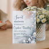 White Pearls Sweet Sixteen Verjaardagsfeest Kaart