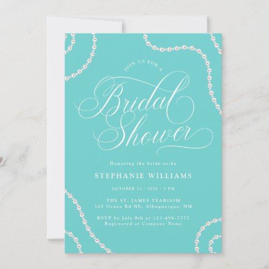 White Pearls Turquoise Vrijgezellenfeest Kaart (Voorkant)