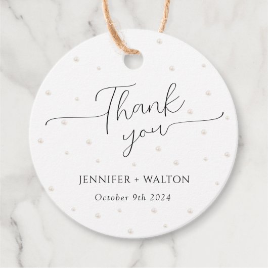 White Pearls Wedding Favoriete Label (Voorkant)