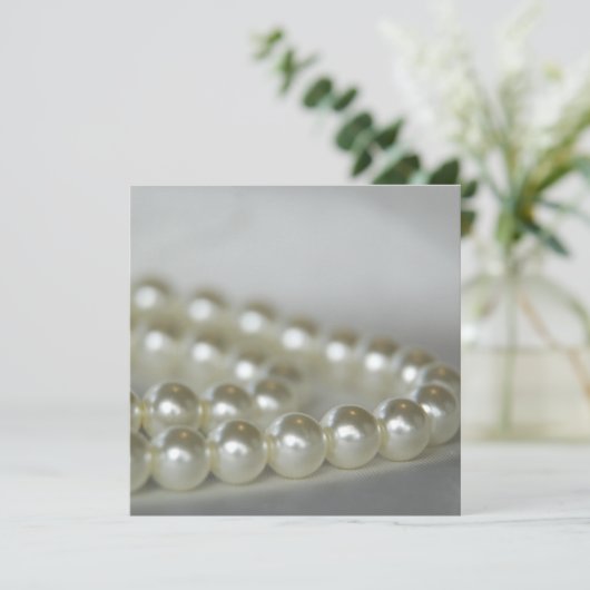 White Pearls Wedding Kaart (Staand voorkant)