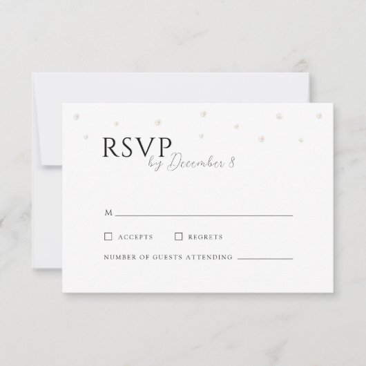 White Pearls Wedding RSVP Kaart (Voorkant)