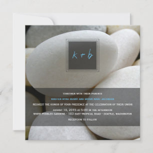 White Pebbles Rock Natuur Foto Weddenschap Invite Kaart
