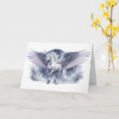 White Pegasus Moonlit Wings Celestial Dream Kaart (Gele Bloem)