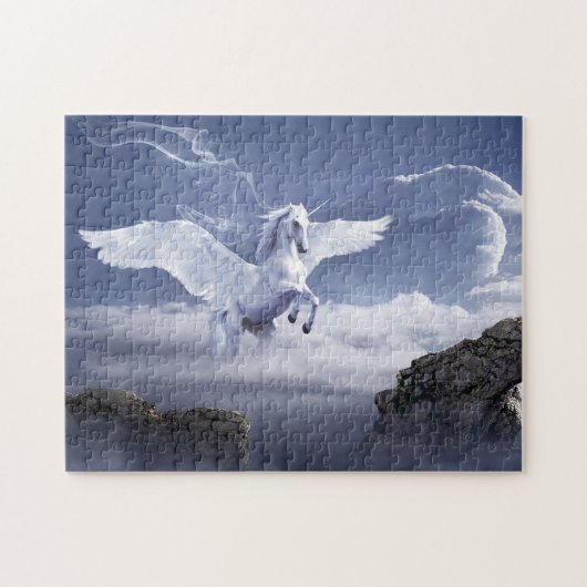 White Pegasus Unicorn Jigzaag Puzzle Legpuzzel (Horizontaal)