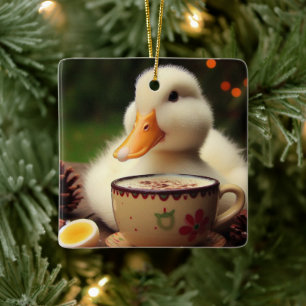 White Pekin Christmas Duck Keramisch Ornament