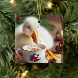 White Pekin Christmas Duck Keramisch Ornament
