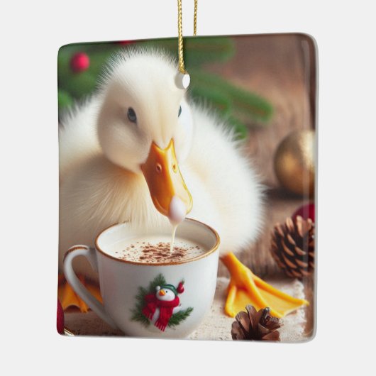 White Pekin Christmas Duck Keramisch Ornament (Links)