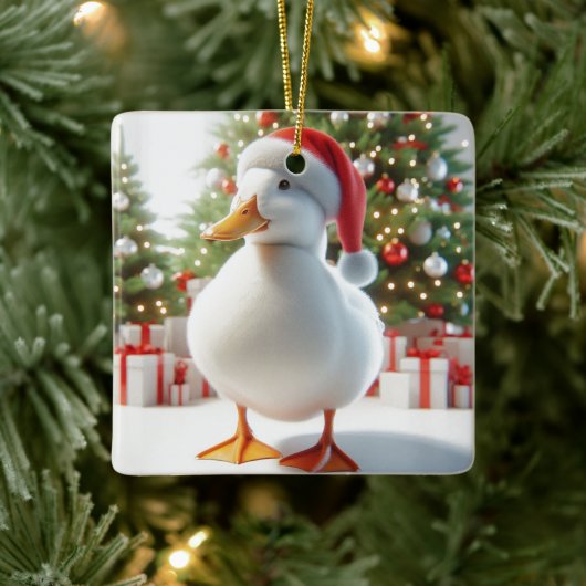 White Pekin Duck Gepersonaliseerd Back Ornament (Boom)