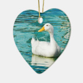 White Pekin Duck - Natuur Foto in Reflecties Keramisch Ornament (Links)