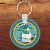 White Pekin Duck - Natuur Fotografie Urban Lake Sleutelhanger (Voorkant)