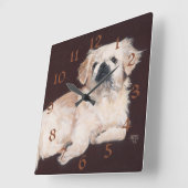 White Pekingese Clock Vierkante Klok (Hoek)