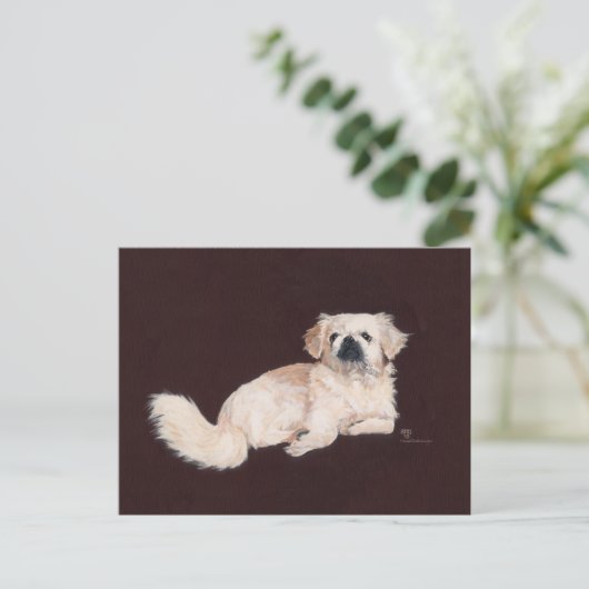 White Pekingese Dog Briefkaart (Staand voorkant)