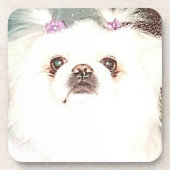 White Pekingese Dog Hard plastic onderzetter (Voorkant)