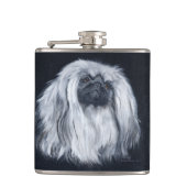 White Pekingese Dog Heupfles (Voorkant)