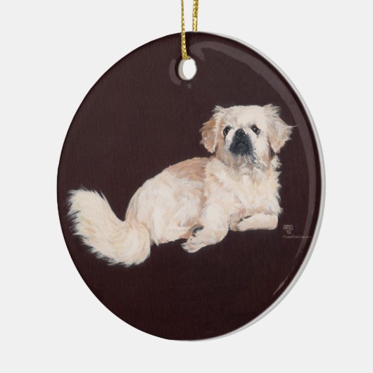 White Pekingese Dog Keramisch Ornament (Links)