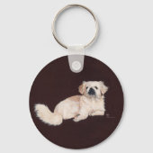White Pekingese Dog Sleutelhanger (Voorkant)