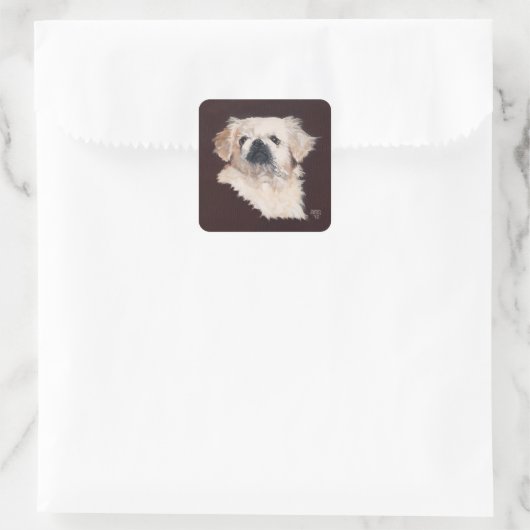 White Pekingese Dog Vierkante Sticker (Tas)
