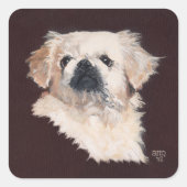White Pekingese Dog Vierkante Sticker (Voorkant)