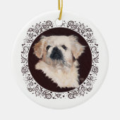 White Pekingese Head Studie Keramisch Ornament (Voorkant)