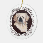 White Pekingese Head Studie Keramisch Ornament (Links)