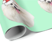 White Pekingese met een Santa Hat Cadeaupapier (Rol Hoek)