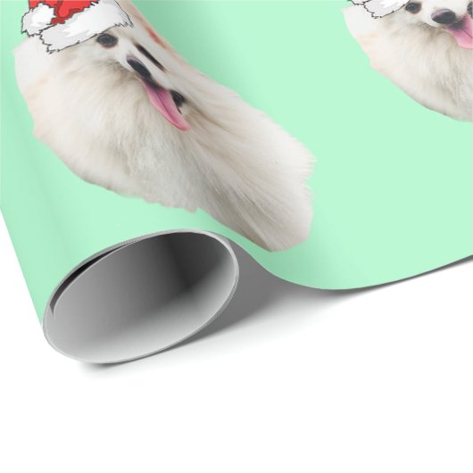 White Pekingese met een Santa Hat Cadeaupapier (Rol Hoek)