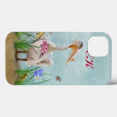 White Pelican, Flowers and Butterflies, Monogram Case-Mate iPhone Case (Achterkant (horizontaal))
